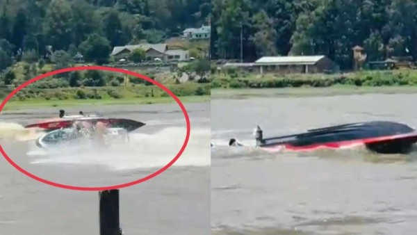 கிரகரி வாவியில் மூழ்கிய படகு; தத்தளித்த சுற்றுலாப் பயணிகள்!