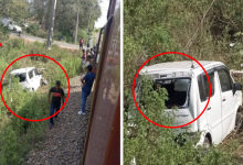 ரயில் மோதி தூக்கி வீசப்பட்ட கார்-முறிகண்டியில் கோர விபத்து